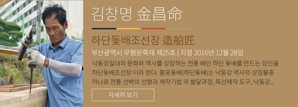 김창명 - 하단돛배조선장 부산광역시 무형문화재 제 25호